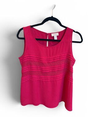 Ann Taylor LOFT Sleeveless Petite Pink Pintuck Tank Top Medium Petite